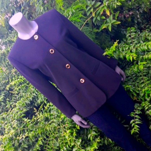 LE SUIT PETITE LADIES VINTAGE BLACK (4) GOLD BUTTON LUXURY SUITCOAT/BLAZER - Picture 9 of 17